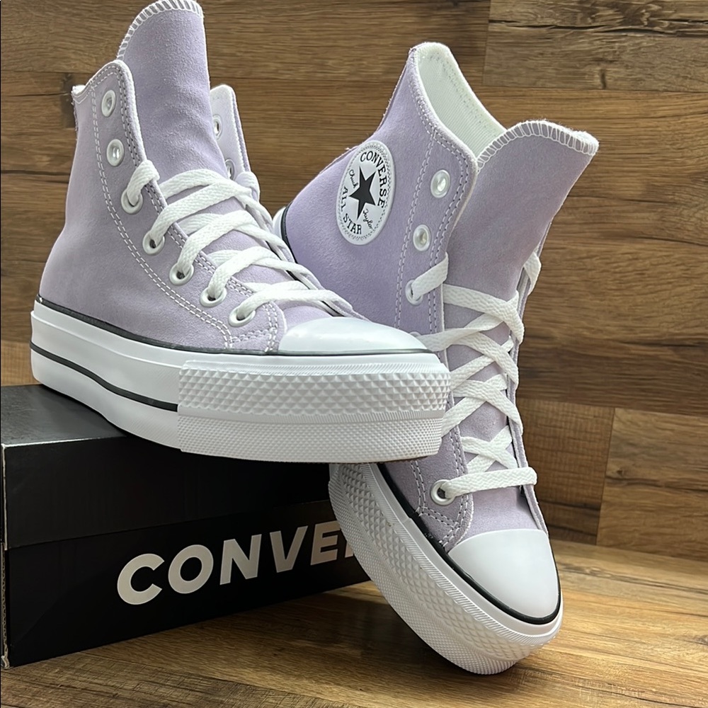 Converse Purple and White High-Top Sneakers